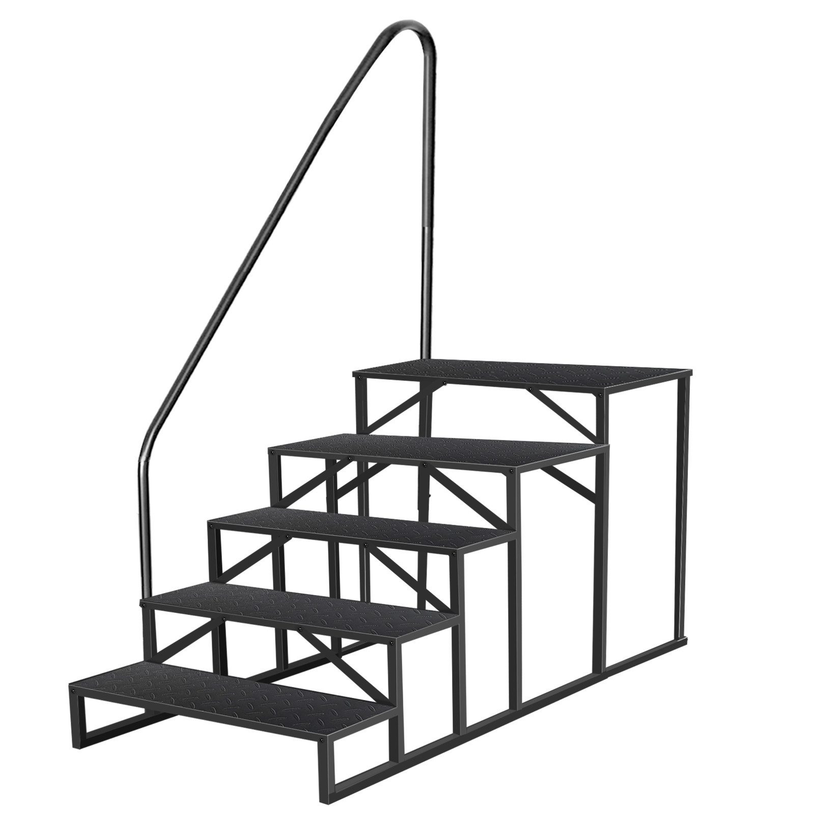 Fruyyzl Trittleiter 5 Stufen Leitern mit Griff, Haustiertreppe Max 300kg, Standtreppe Hocker Kinder aus Stahl, 134x69x172cm