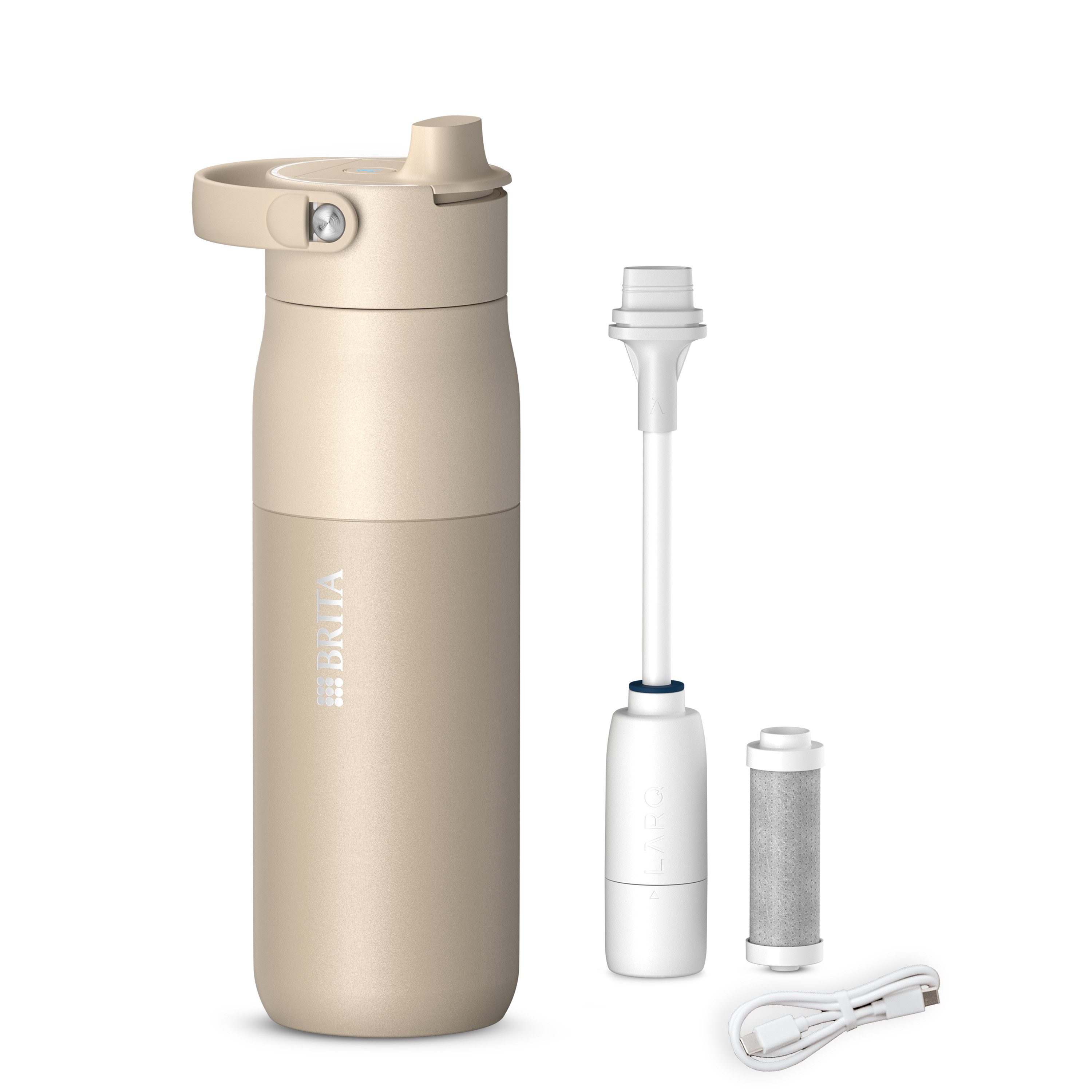 BRITA Trinkflasche BRITA LARQ iQ Digitale Filter Trinkflasche (680 ml), inkl. Hydration Tracking (App), Aktivkohle Wasserfilter & UV-C