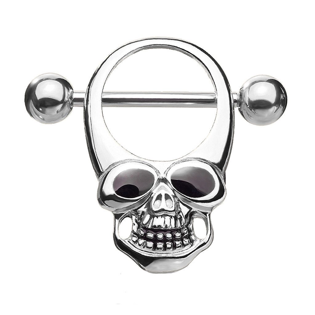 Taffstyle Intimpiercing Brustwarzenpiercing Nippelpiercing Barbell Schild Totenkopf Silber (Nippel Intim Intimpiercing Brust), Nippelpiercing Ohrpiercing Cartilage Ohr Tragus Helix Lobe Piercing