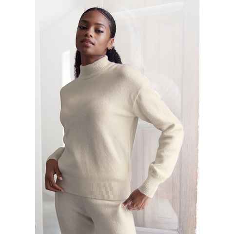 LASCANA Strickpullover -Loungepullover mit Stehkragen und Rippbündchen, Loungewear