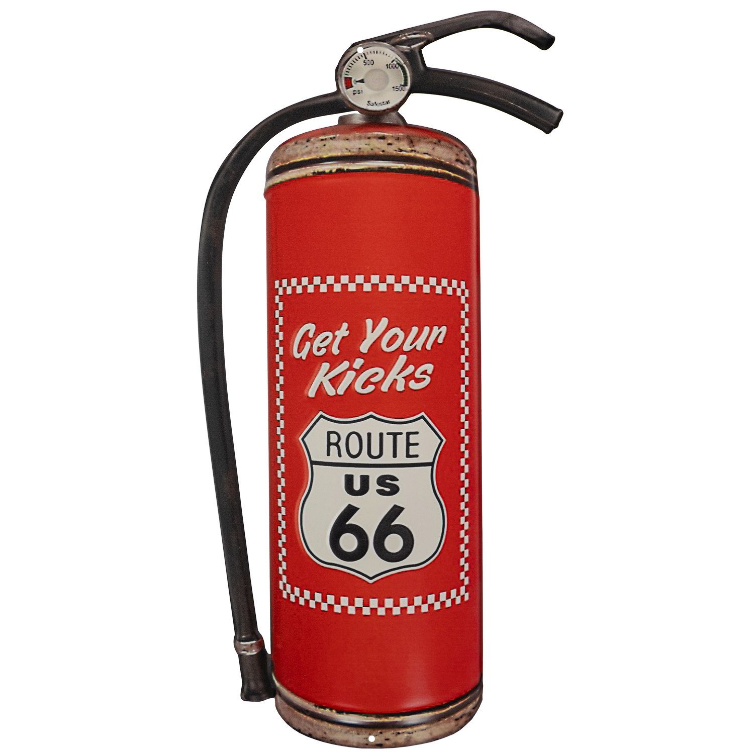 Moritz Metallschild US Route 66 Feuerlöscher Fire, Vintage Retro Deko Schild Metallschild Wandbild Schild