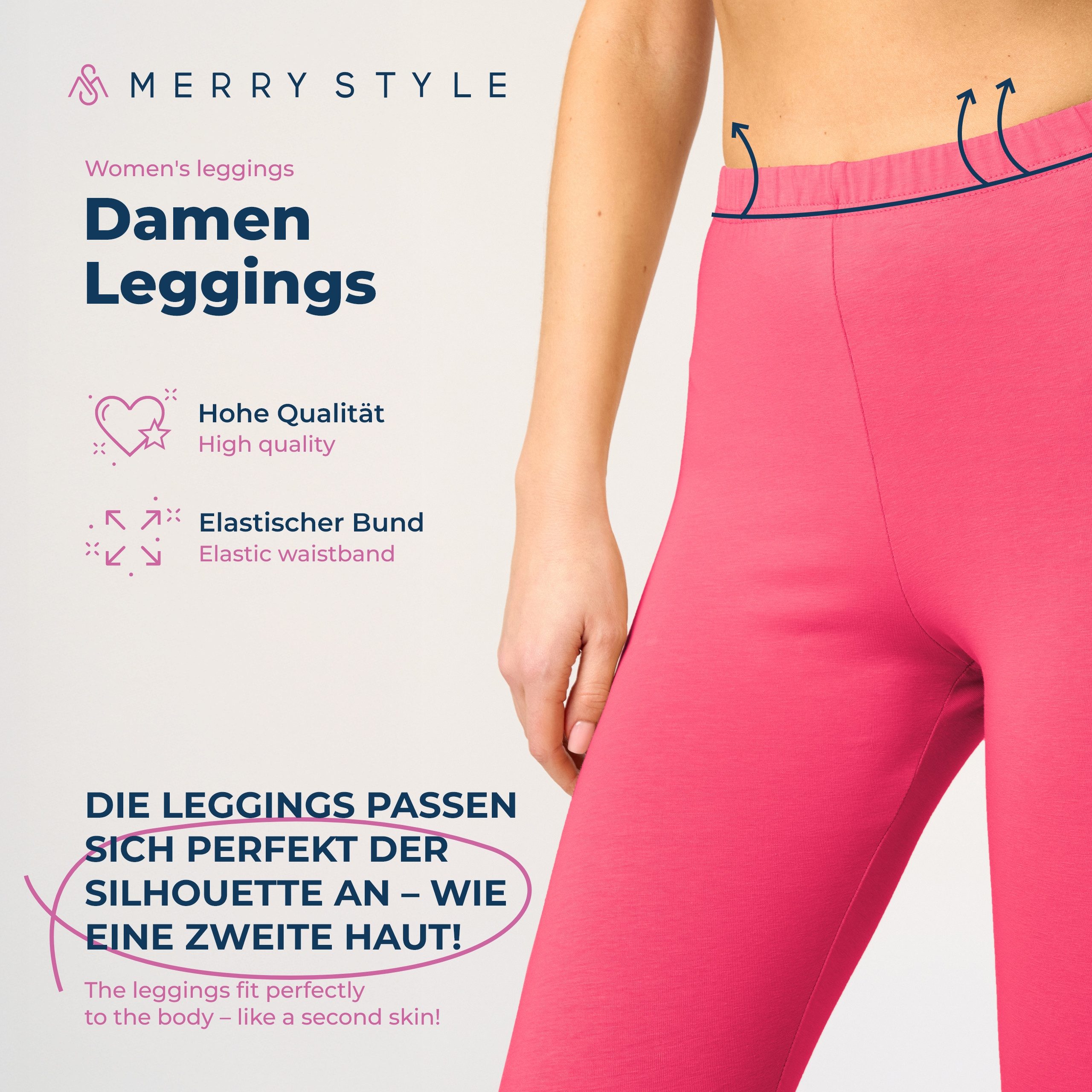 Merry Style Leggings Caprihose Damen 3/4 Hose MS10-199 (1-tlg) aus Baumwolle