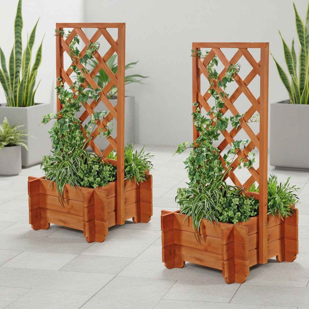 Mucola Rosenbogen 2x Rosenbogen + Pflanzkübel Pergola Spalier Blumenkübel Rankhilfe Holz Set, 2 St., Blumenkasten mit dekorativem Element
