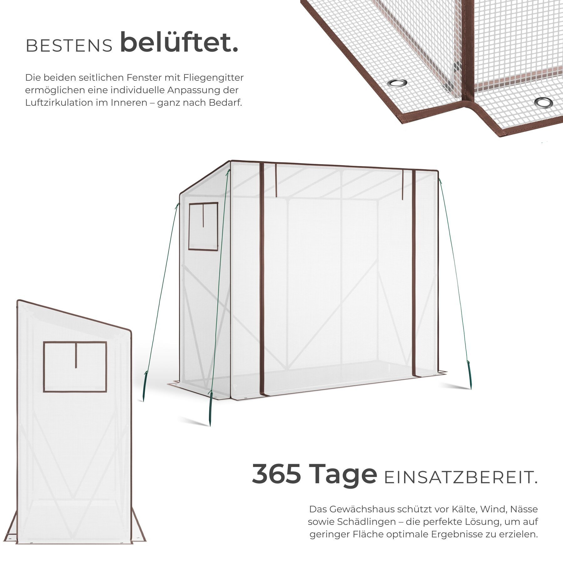 tectake Gewächshaus Folien-Gewächshaus Anton - wetterfest und UV-beständig, 0,10 mm Wandstärke, foliengewächshaus Anton, in transparent, Pulverbeschichteter Sta – Bild 3 von 5