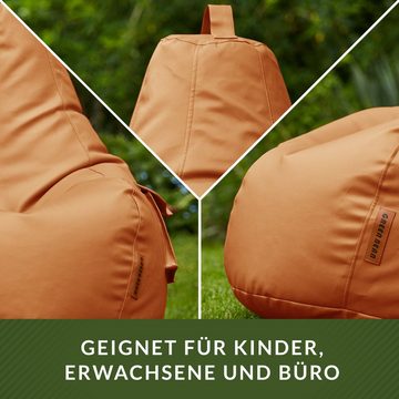 Green Bean Sitzsack Gaming mit Rückenlehne inkl. passenden Pouf (aus Kunstleder, Indoor und Outdoor geeignet), Couch Kissen Riesensitzsack Lounge Chair Hocker Bean Bag Kissen