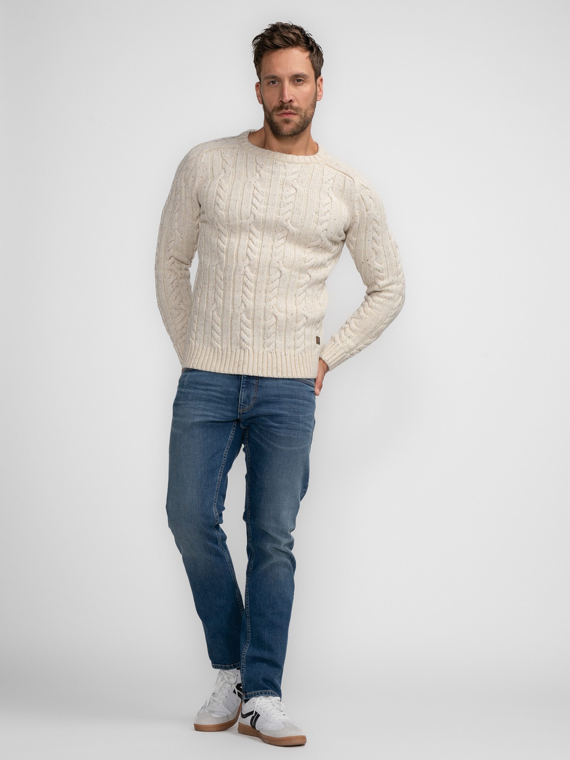 Petrol Industries Strickpullover Pullover mit Zopfmuster Thorne