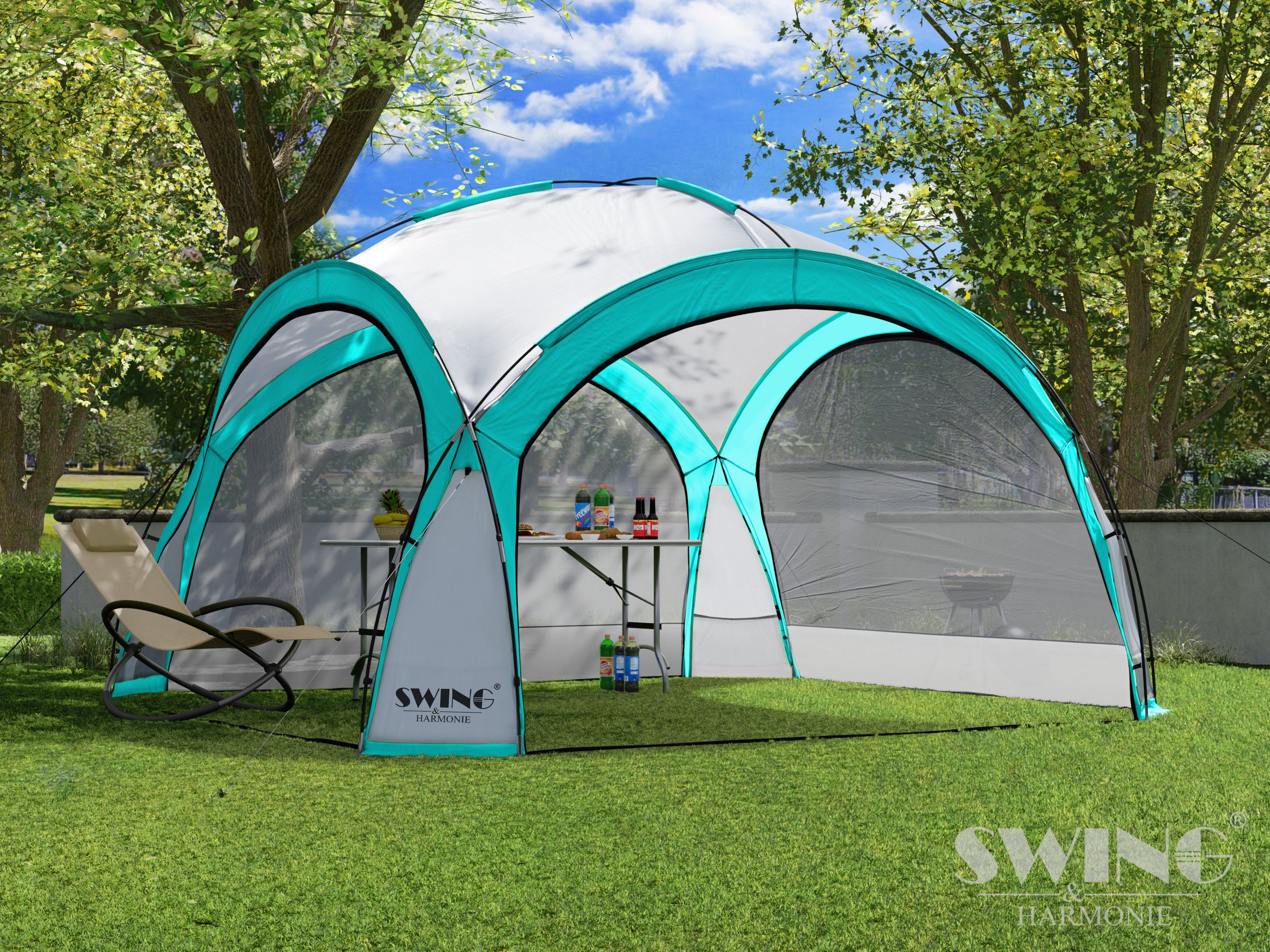 Swing&Harmonie Faltpavillon LED Event Pavillon 3,6 x 3,6m DomeShelter Garten inkl. Solarmodul – Bild 3 von 5