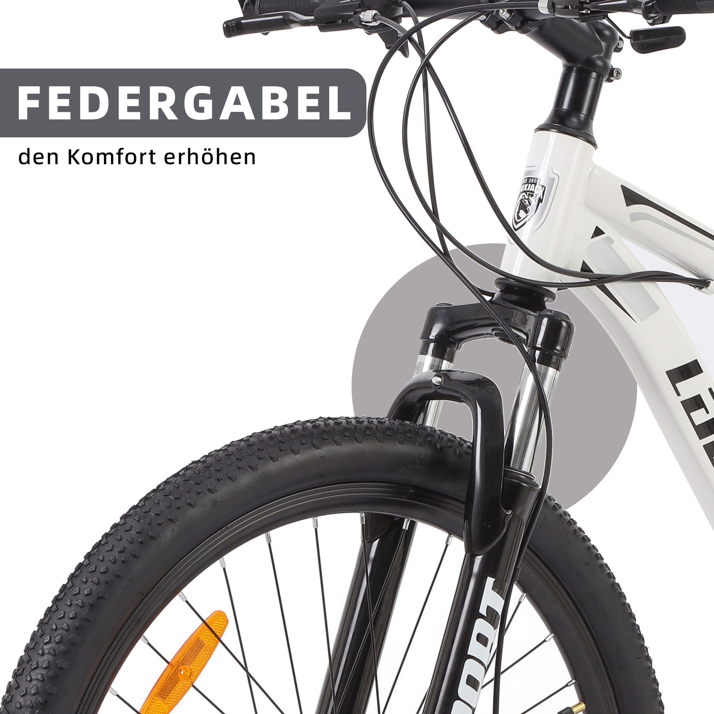 Lauxjack Mountainbike 26 Zoll, MTB, Herrenrad, Shimano 21-Gang, Federgabel, Scheibenbremse, 21 Gang Shimano Tourney RD-TY300/200 Schaltwerk, Kettenschaltung, (Set), Fahrrad, Tour, Gelände, Alltag, robust, Offroad-Look