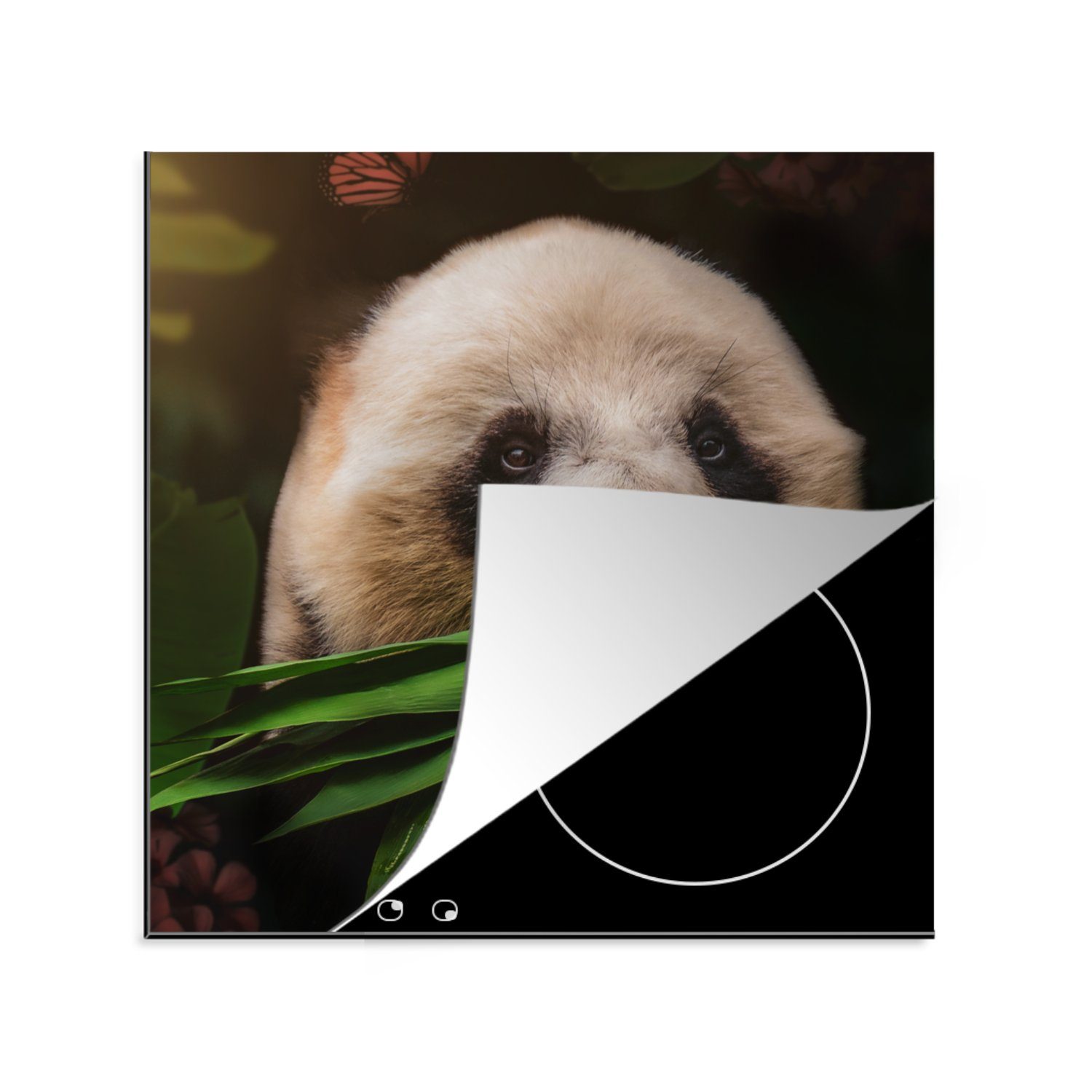 MuchoWow Herdblende-/Abdeckplatte Tiere - Panda - Dschungel, Vinyl, (1 tlg), 78x78 cm, Ceranfeldabdeckung, Arbeitsplatte für küche