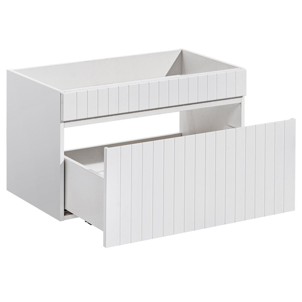 Lomadox Badmöbel-Set IRAKLIO-56, (Spar-Set, 3-St), weiß matt Waschbeckenschrank Keramik Waschbecken Spiegel Hochschrank