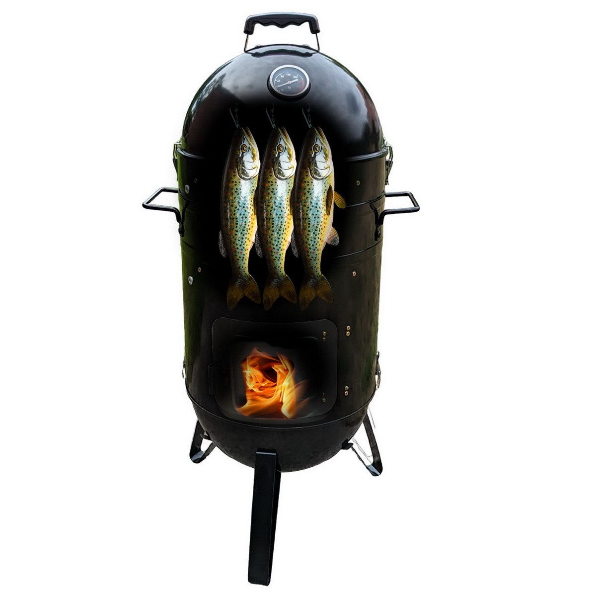 Jürgen Westerholt GmbH Smoker Räuchertonne Grilltonne Räucherofen Grill-Ofen, Grillofen mit Thermometer