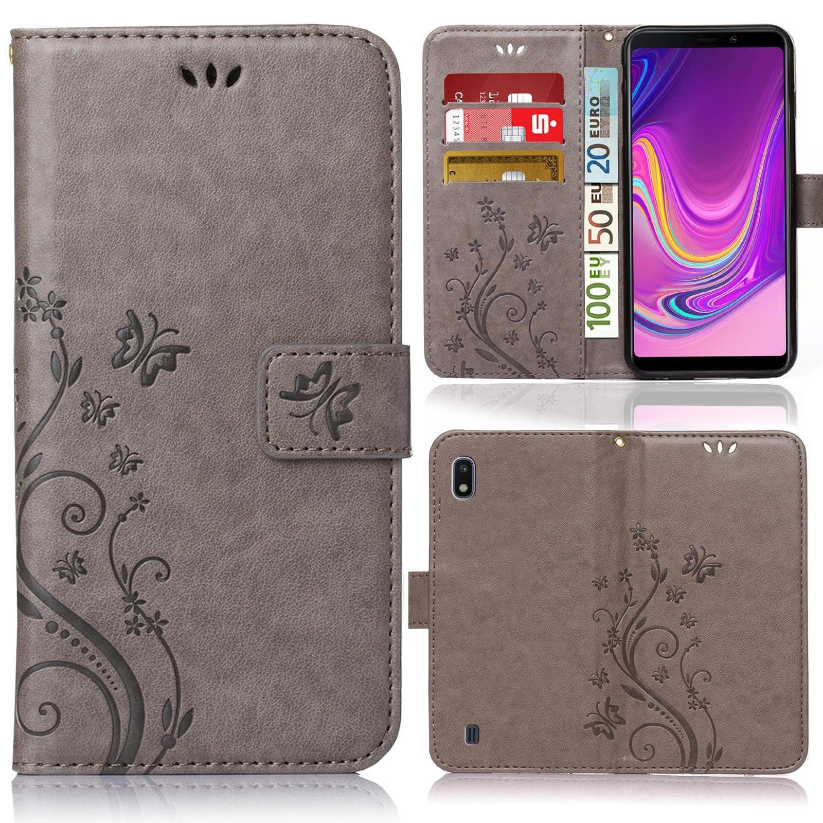 Numerva Handyhülle Bookstyle Flower für Samsung Galaxy A10, Handy Tasche Schutzhülle Klapphülle Flip Cover mit Blumenmuster
