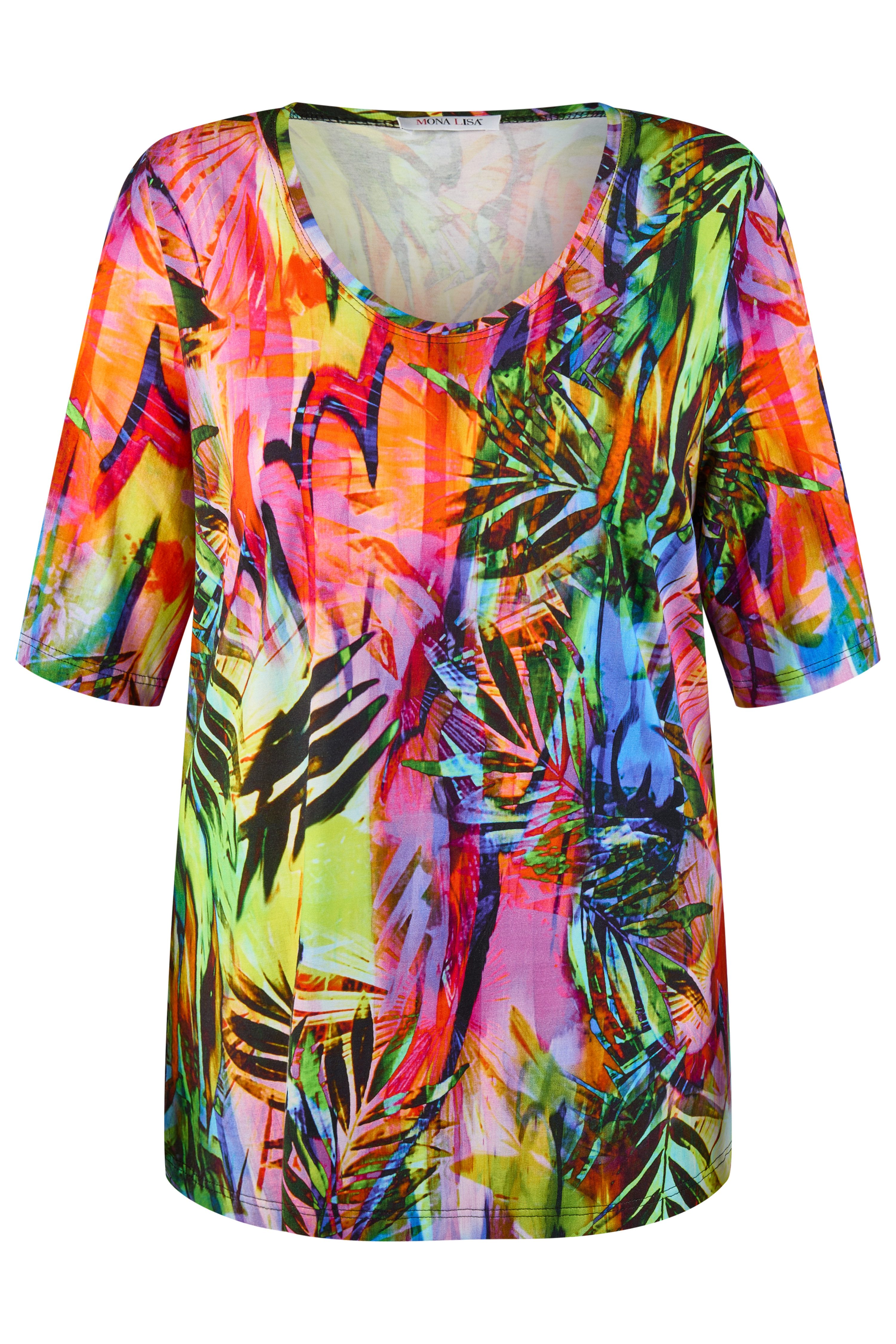 Mona Lisa Kurzarmshirt Große Größen sommerliches, farbenfrohes Shirt