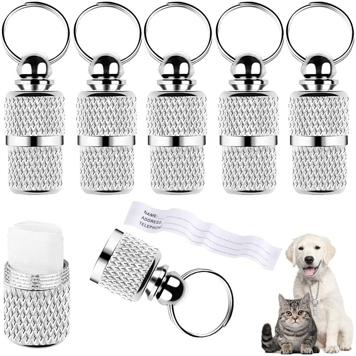 Mmgoqqt Hunde-Halsband »6 Stück Adressanhänger für Hunde, Katzen, ID-Marke,  Hundemarke, Tiermarke mit Schlüsselringen und wasserdichter Pillendose für  Katzenhalsband, Hundehalsband« online kaufen | OTTO