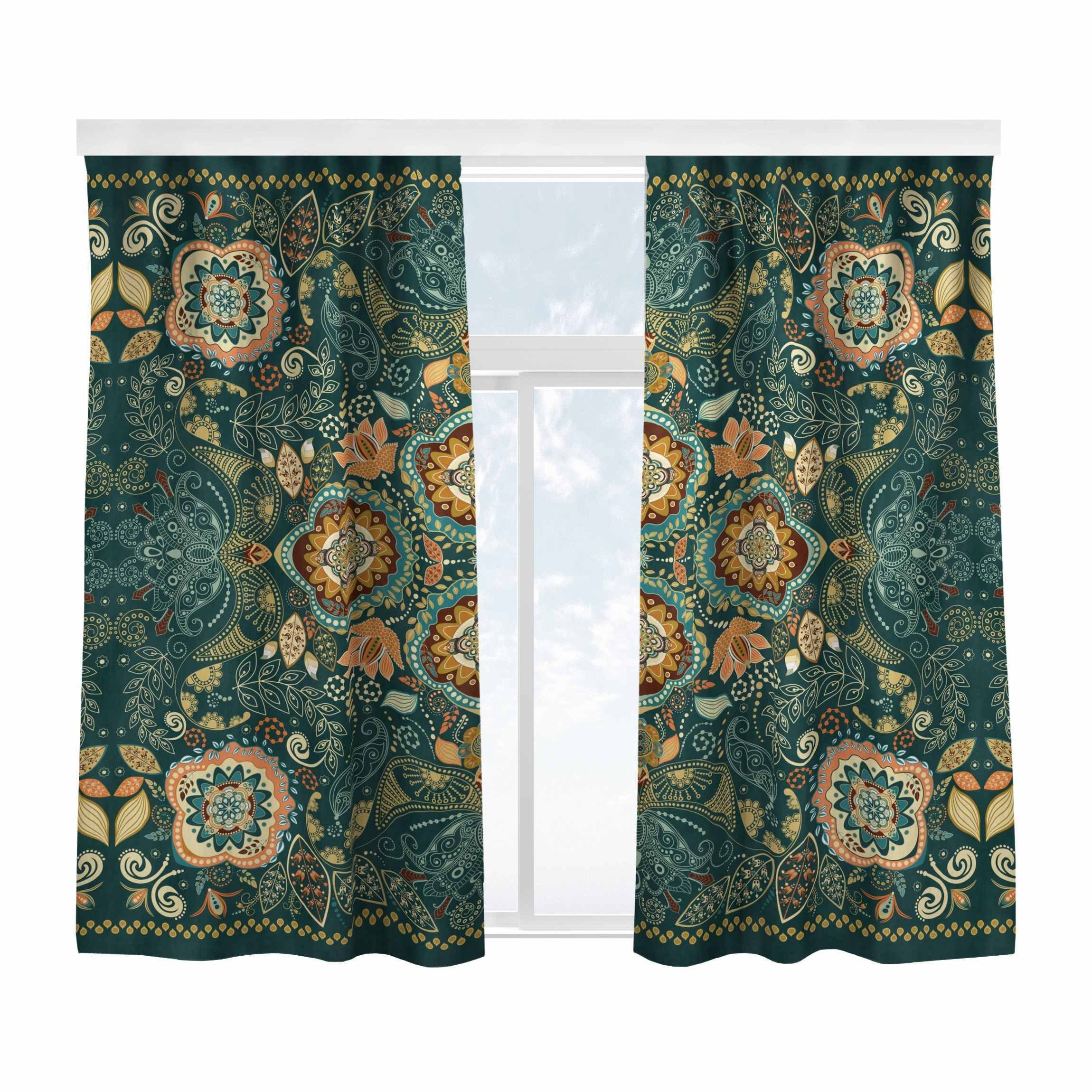 Bilderdepot24 Vorhang Gardine Muster Boho Muster Grün Türvorhang Raumteiler günstig online kaufen