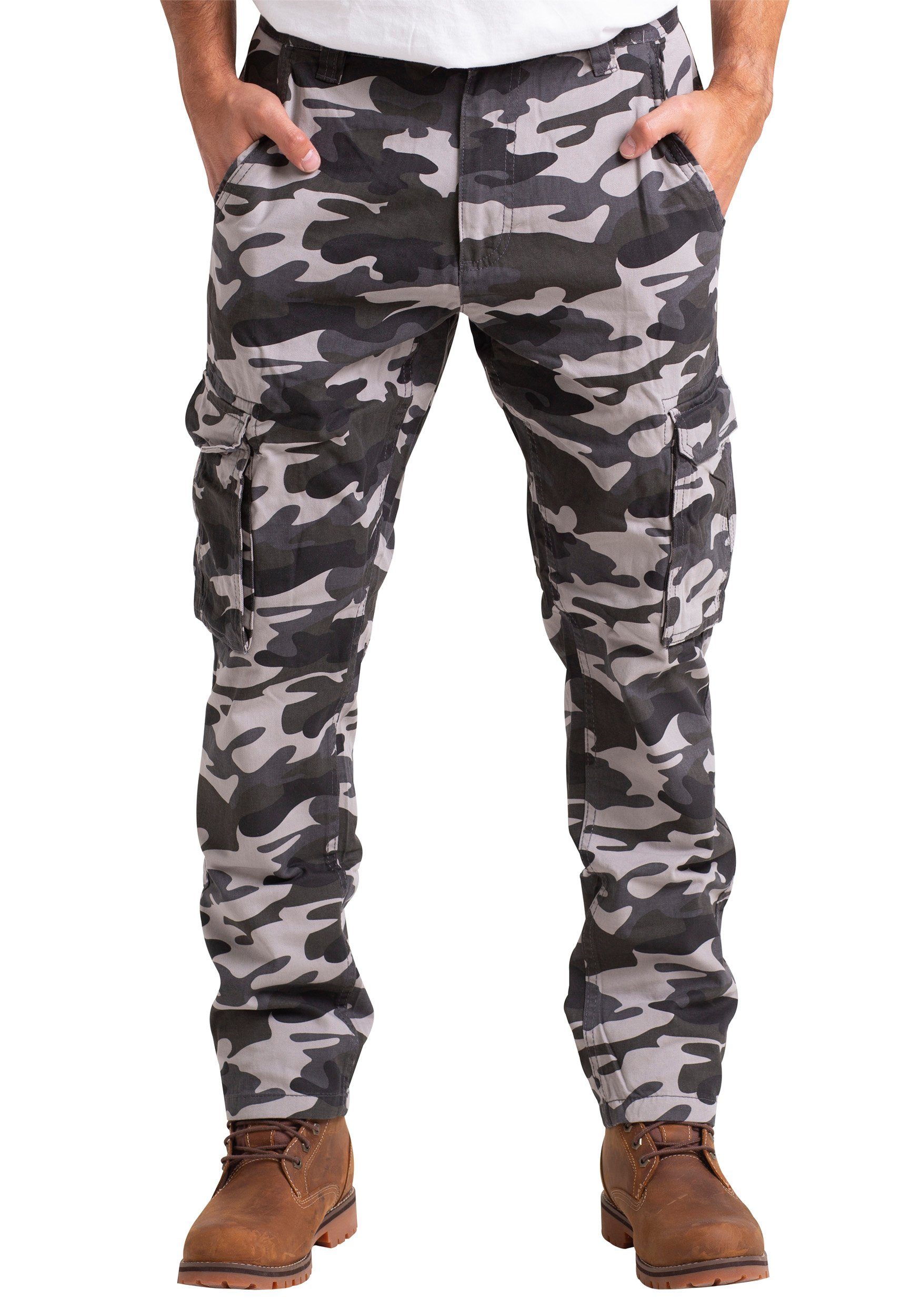 Camouflage Bein BlauerHafen Army Grau Mens Cargohose Camo Hose Arbeitskleidung Cargo Baumwolle gerades