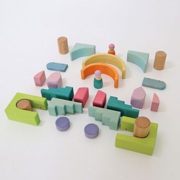 GRIMM´S Spiel und Holz Design Spielbauklötze Bauwelt Wolkenspiel mit 26 bunten Holzbausteinen