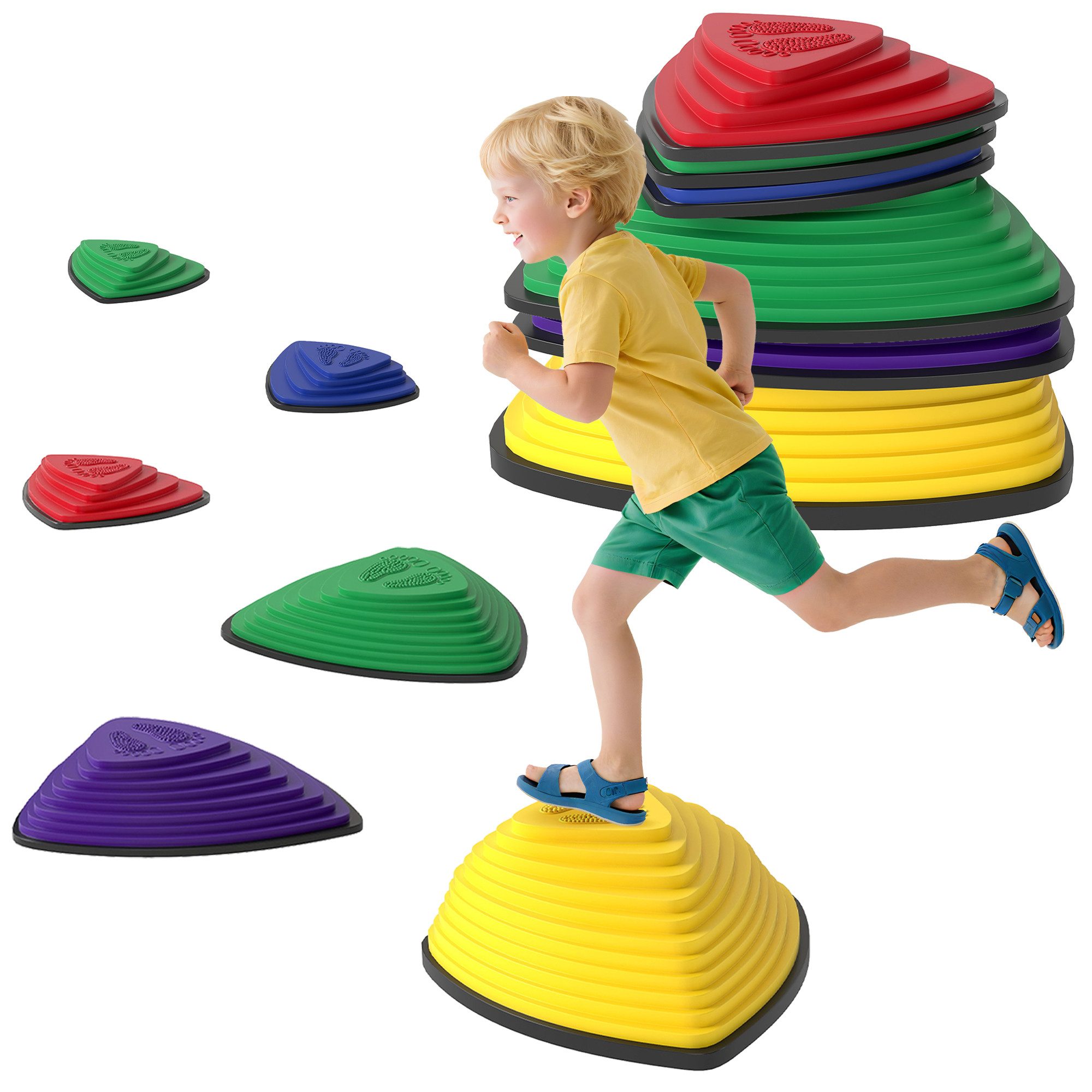AIYAPLAY Stapelspielzeug Rutschfeste Balanciersteine zur Förderung von Balance, (Flusssteine, 6-tlg), für Indoor, Outdoor für Kinder 3-8 Jahren