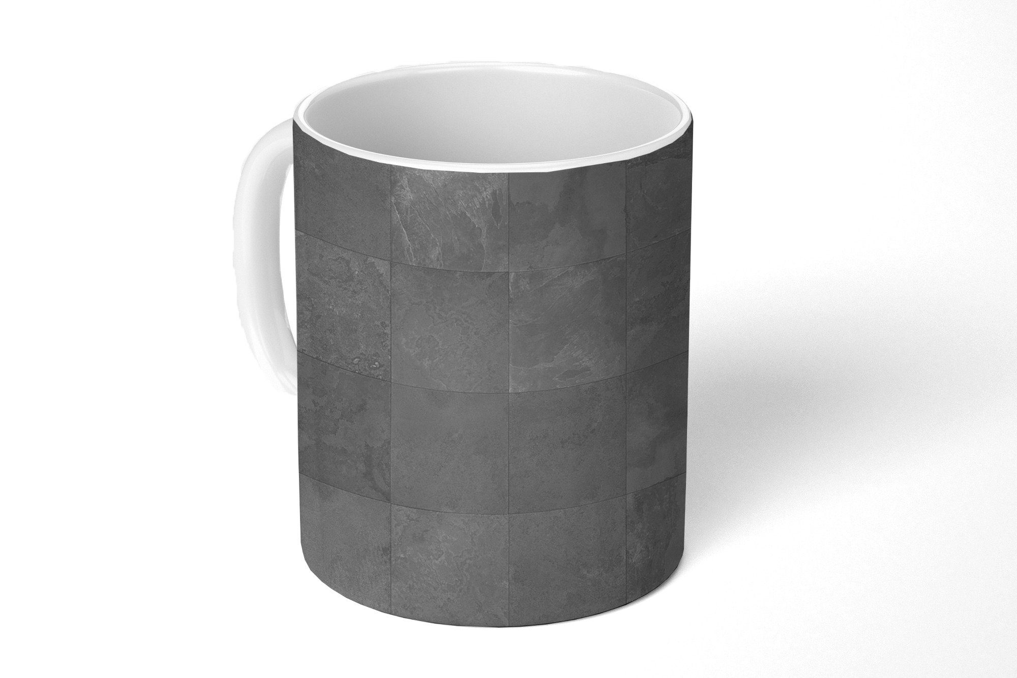 MuchoWow Tasse Fliesen - Grau - Muster, Keramik, Kaffeetassen, Teetasse, Becher, Teetasse, Geschenk