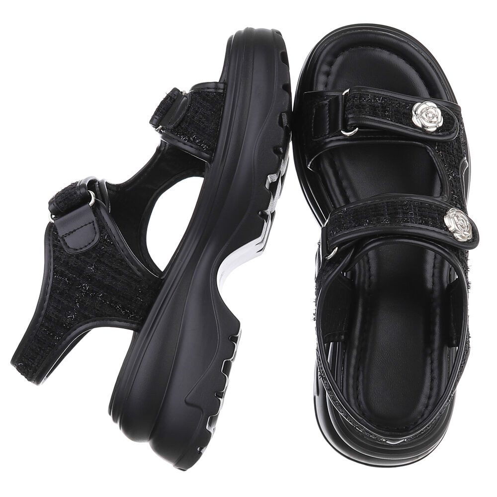Ital-Design Bequeme Damen-Sandalen mit Rosetten für günstig online kaufen