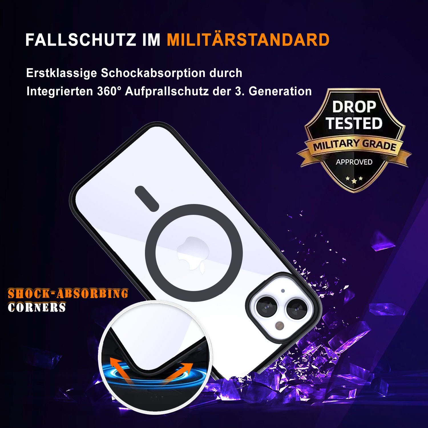 Frentree Handyhülle für alle iPhone Modelle 11/12/13/14, Premium Schutzhülle mit MagSafe, Schnelles Laden mit 15W, Anti-Vergilbung Case, Magnetische Handy Schutzhülle