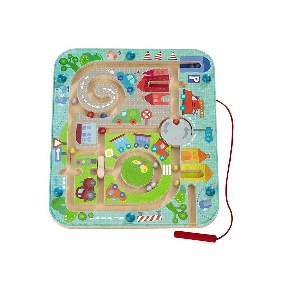 Haba Lernspielzeug 301056, Magnetspiel Stadtlabyrinth, aus Holz, für Kinder  ab 2 Jahren