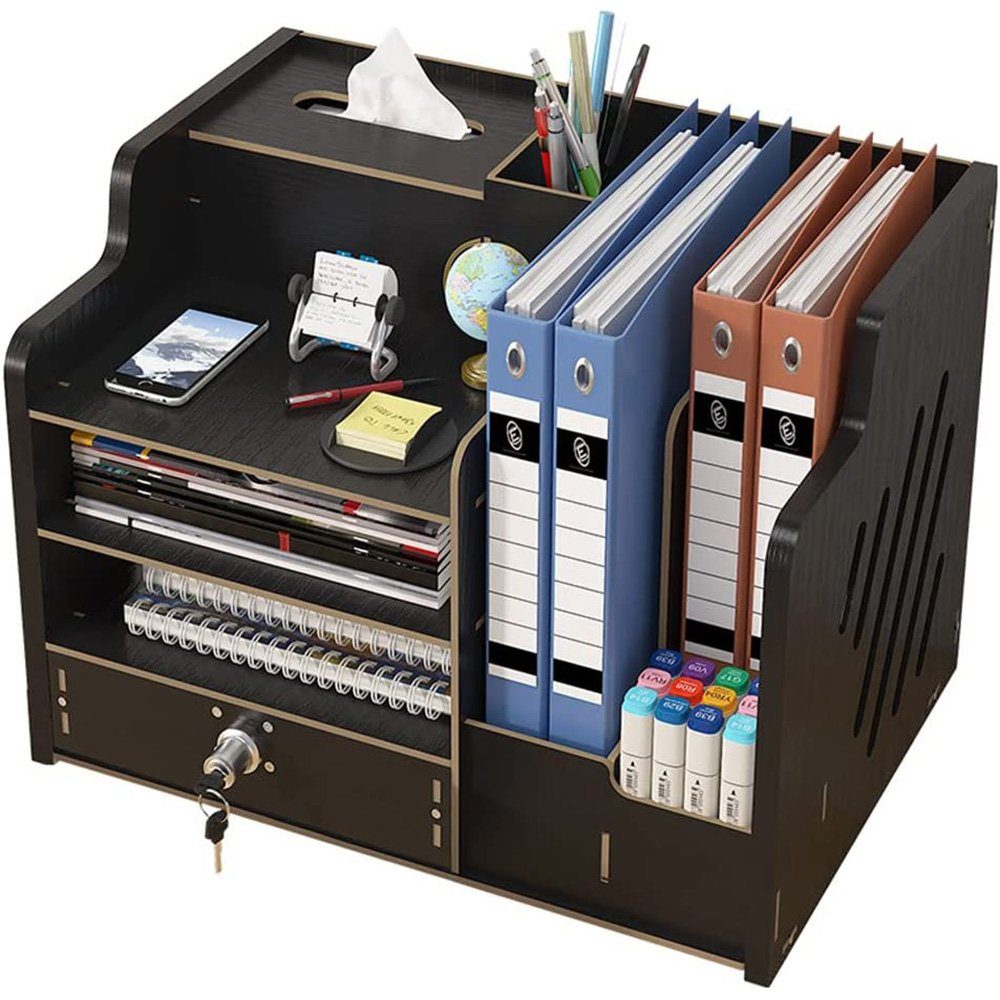 zggzerg Regal-Schreibtisch Große Schreibtisch Organizer aus Holz mit Schubl günstig online kaufen