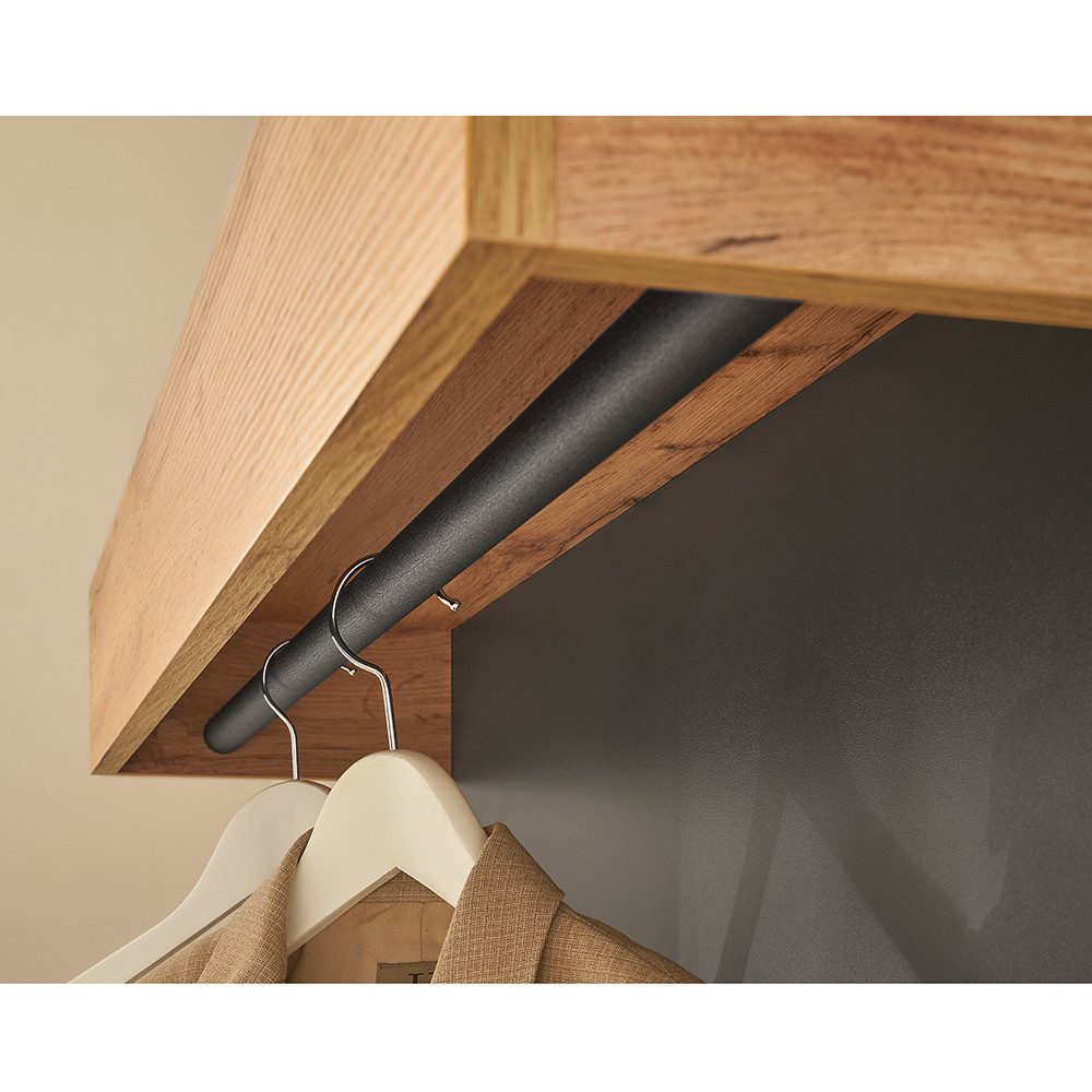 Lomadox Garderoben-Set CRISP-61, (Spar-Set, 2-St., Garderobenpaneel Schuhbank), in anthrazit mit Wotan Eiche Nb., griffloses öffnen