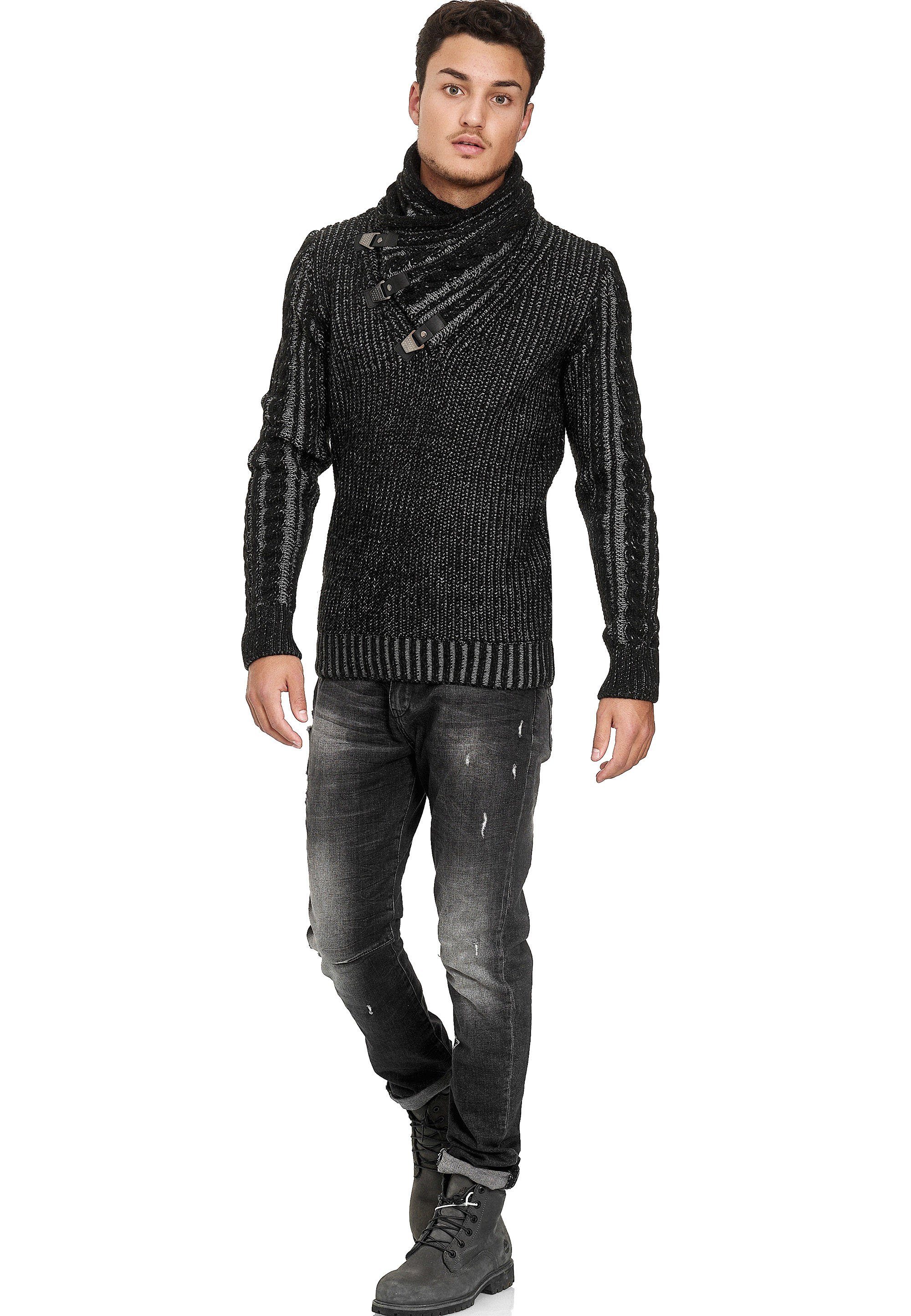 RedBridge schwarz Strickpullover mit Schalkragen Kopenhagen