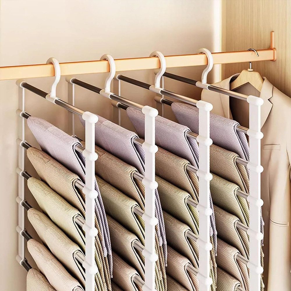 NUODWELL Kleiderbügel 2 Stück Hosenbügel,Faltbare Kleiderbügel,Spart Platz Im Kleiderschrank, (2-tlg), 7-in-1 Hosenbügel Zum Aufhängen Hosen,Röcke,Schals,Krawatten,Bettlaken