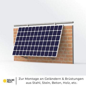 smartEC Balkonhaken-Set Solarmodul-Halterung, (Schutzstreifen TÜV geprüft Winkel einstellbar 10°-15° Geländer Haken)
