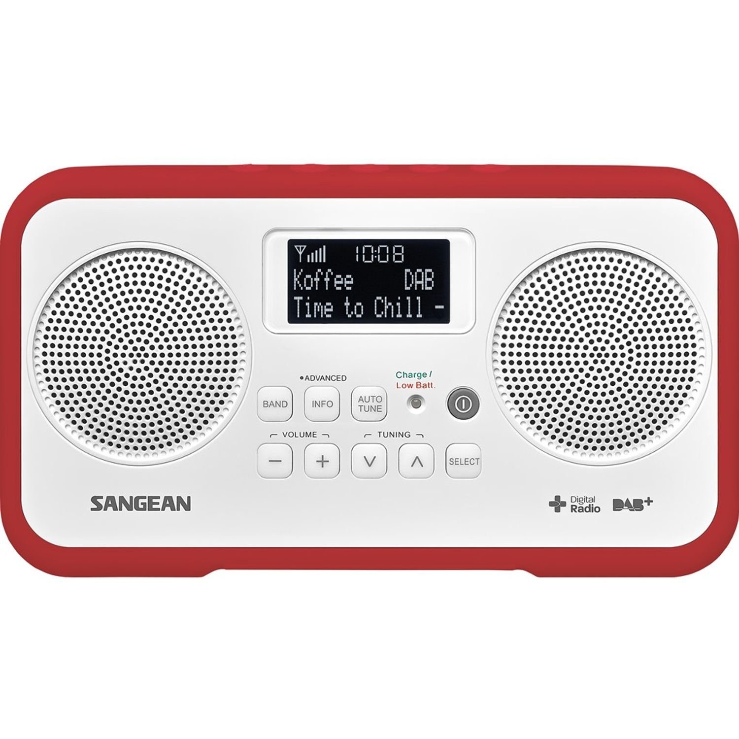 (DAB) Sangean DPR-77 digitaler DAB+ (DAB) weiß/rot Stereo-Empfänger Digitalradio