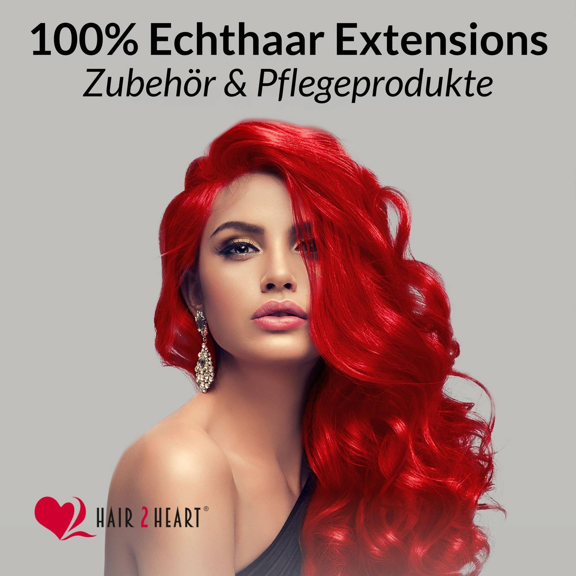 hair2heart Echthaar-Extension Microring Loops - gewellt #0/44 Rot-Intensiv 0.5g 40cm