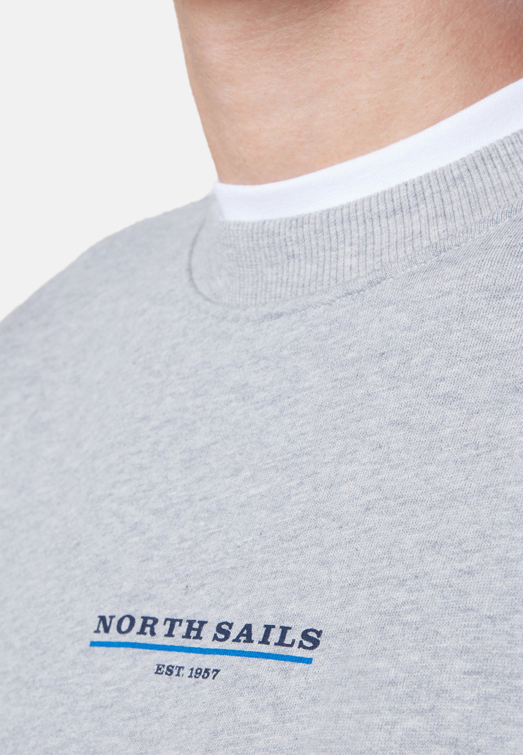 North Sails Brust-Print grey mit Sweatshirt Fleecepullover