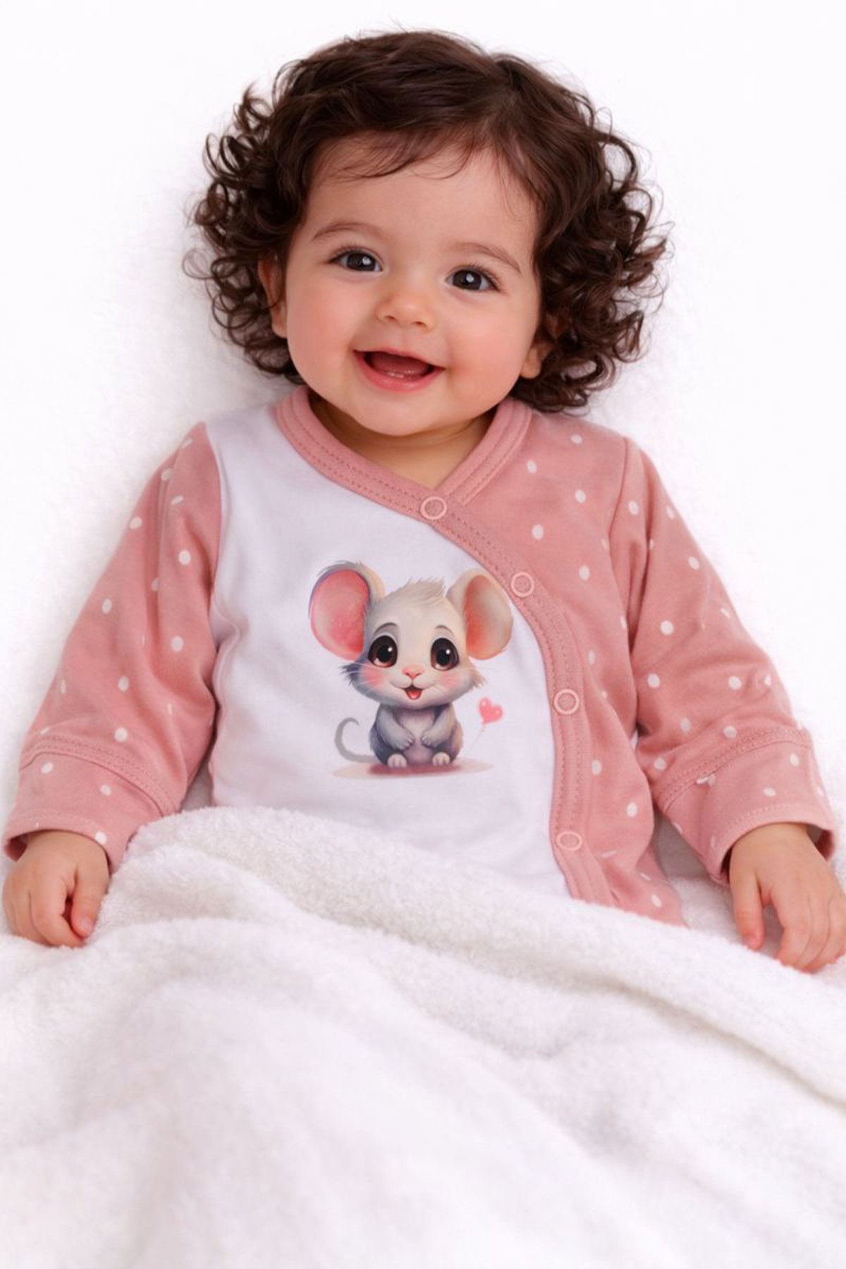 Body Wickelbody Body Baby Langarmbody mit Kratzschutz mit Mäuschen Maus