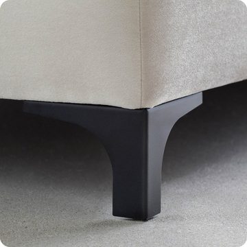 BettCo Boxspringbett Paris (in Beige Samt, 140 x 200 cm), Pfeifensteppung Design + optionaler Topper, Schwarze Metallfüße