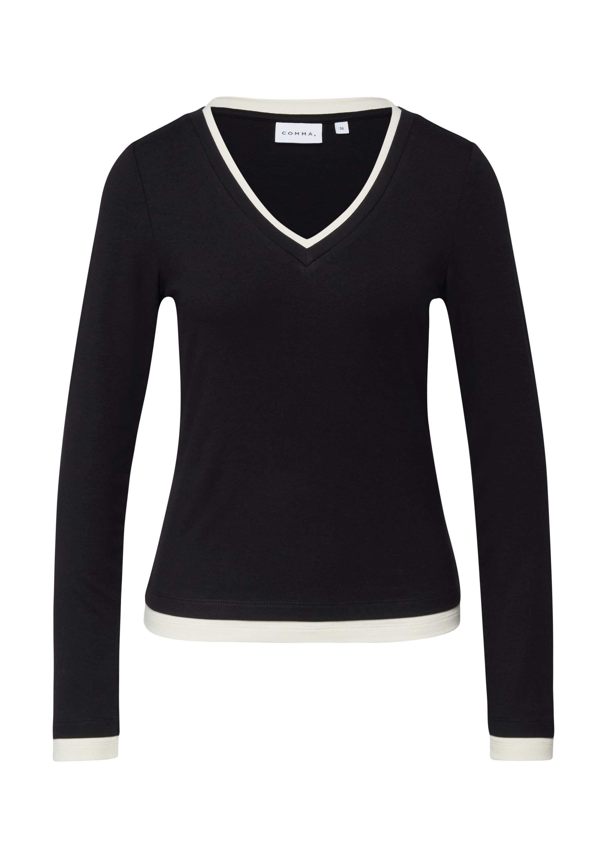 comma Langarmshirt T-Shirt Langarm-Viskoseshirt in Layering-Optik günstig online kaufen