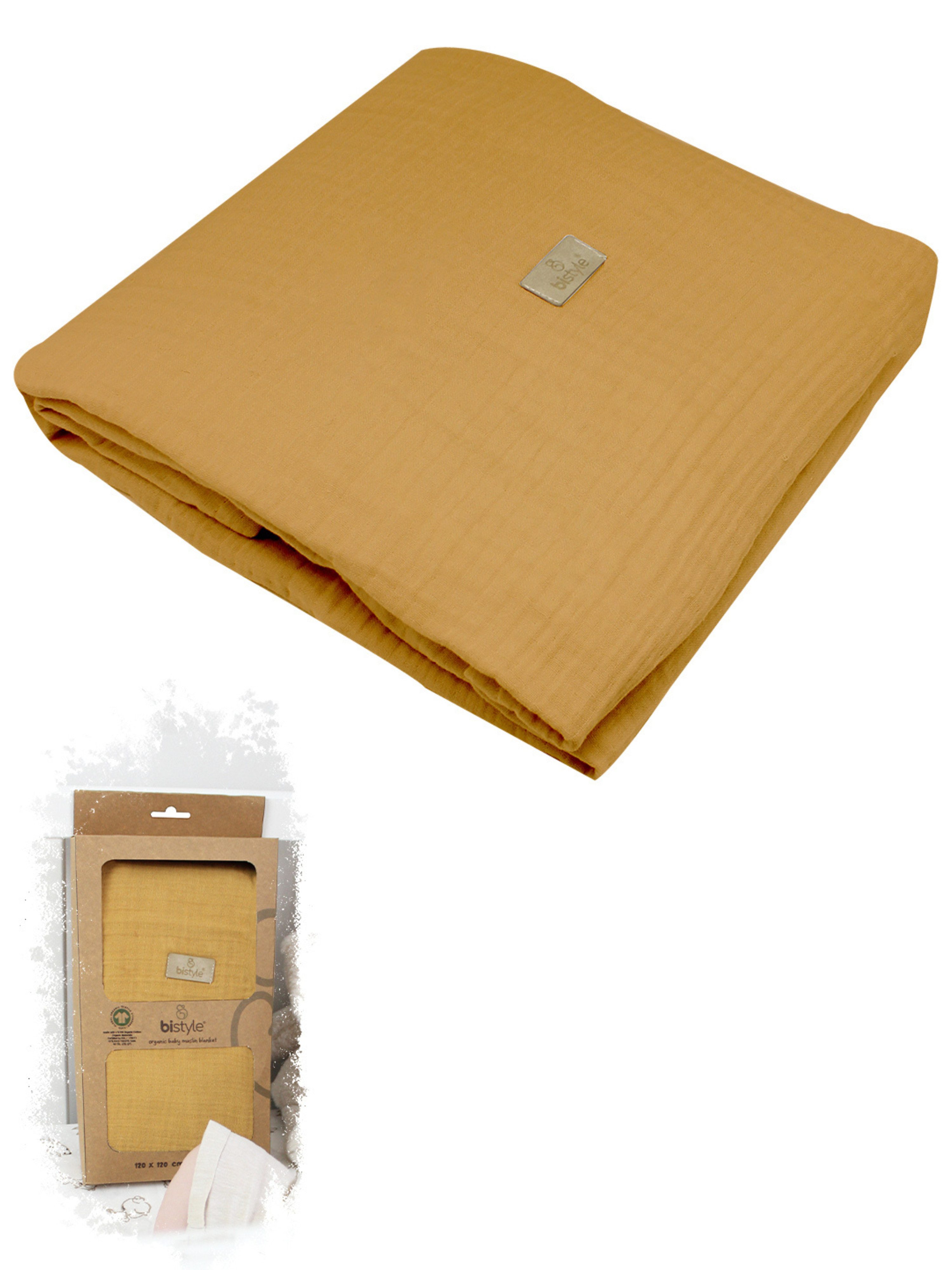 Babydecke Musselin-Decke 4 lagig 120x120, Weiche & Atmungsaktive Decke für Babys, bistyle, GOTS zertifiziert, 100% Bio-Baumwolle, Geschenk Junge & Mädchen