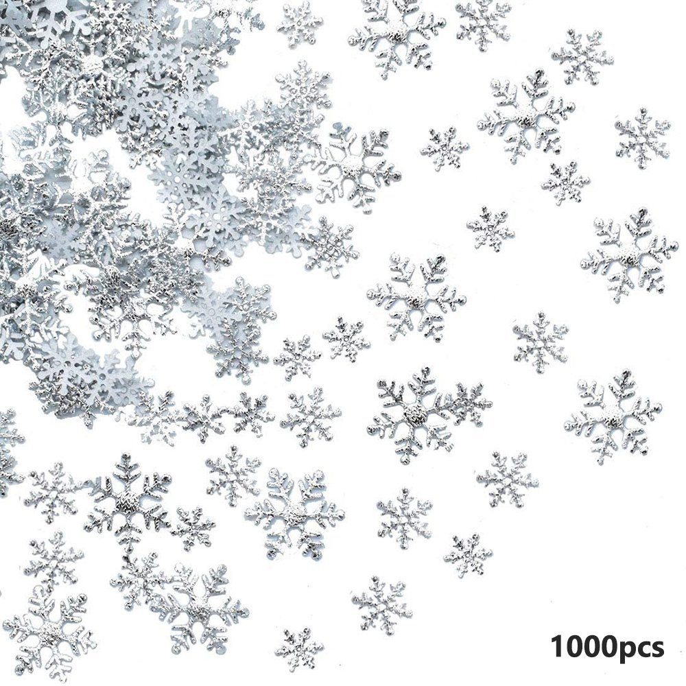 GelldG Konfetti 1000PCS Schneeflocken Künstliche Konfetti, Flocke Schneeflocke Weiß