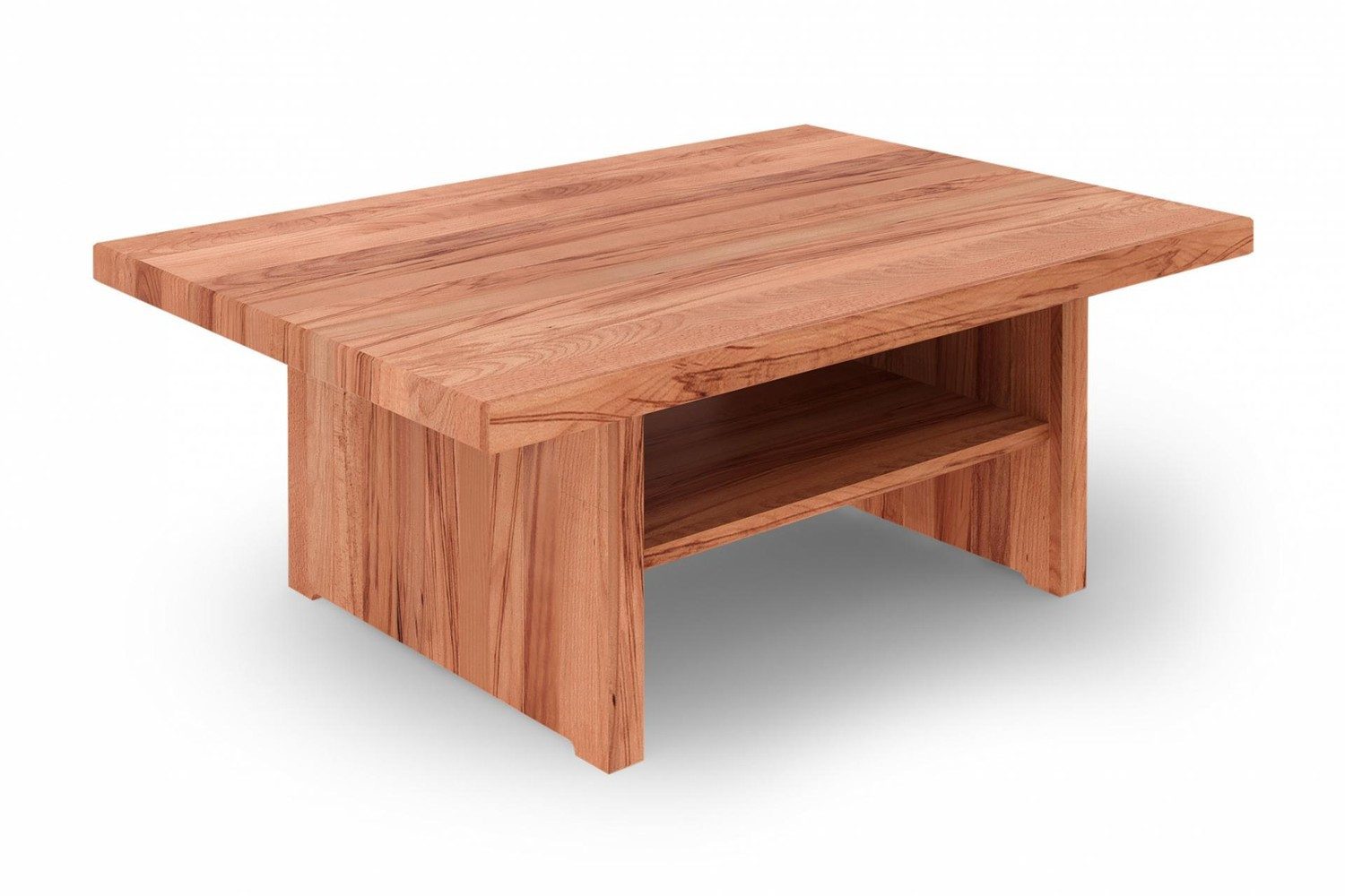 Natur24 Couchtisch Couchtisch Zigo Kernbuche 60x80x38cm mit Holzfußgestell und Ablage