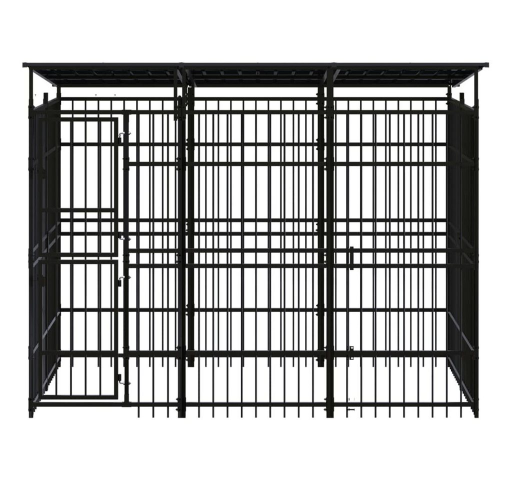 Thumbnail - vidaXL Hundezwinger Hundekäfig Outdoor-Hundezwinger mit Dach Stahl 5,53 m²