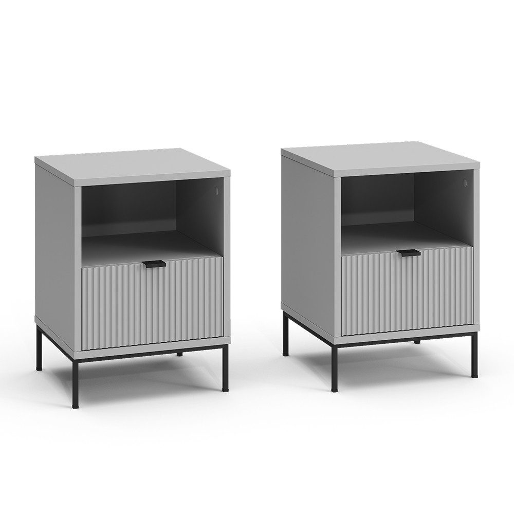 Vicco Nachtschrank Eliza, Grau, 2er Set günstig online kaufen