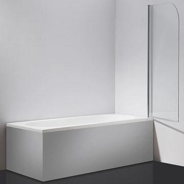 Melko Duschwand Badewannenaufsatz Duschabtrennung Duschkabine 140x80CM ESG Sicherheit Duschwand Glas Dusche Faltwand Glaswand Seitenwand Badewanne, Sicherheitsglas