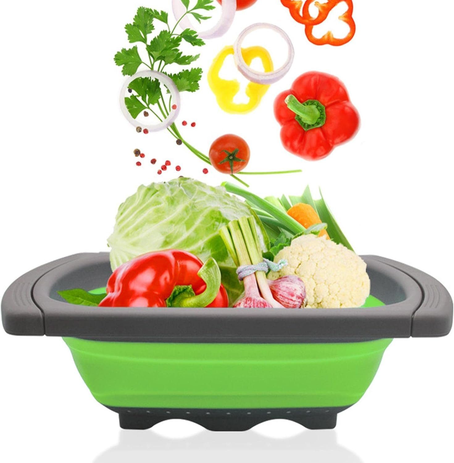 Mudo Home Küchensieb zusammenklappbares Küchensieb, über der Spüle, für Gemüse und Obst