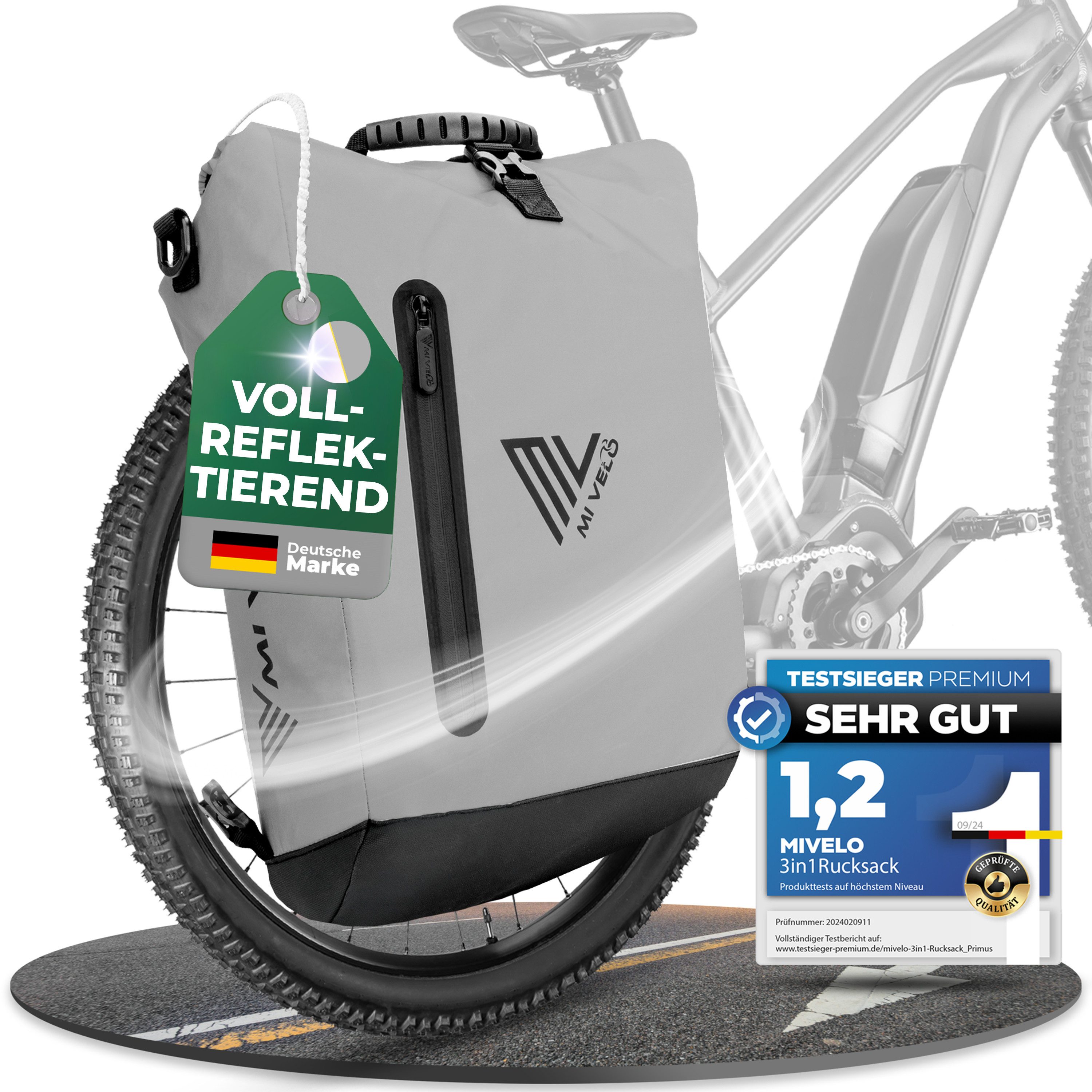 MIVELO Fahrradtasche 3in1 Gepäckträgertasche, Rucksack für Fahrrad Gepäckträger wasserdicht, 20L Volumen