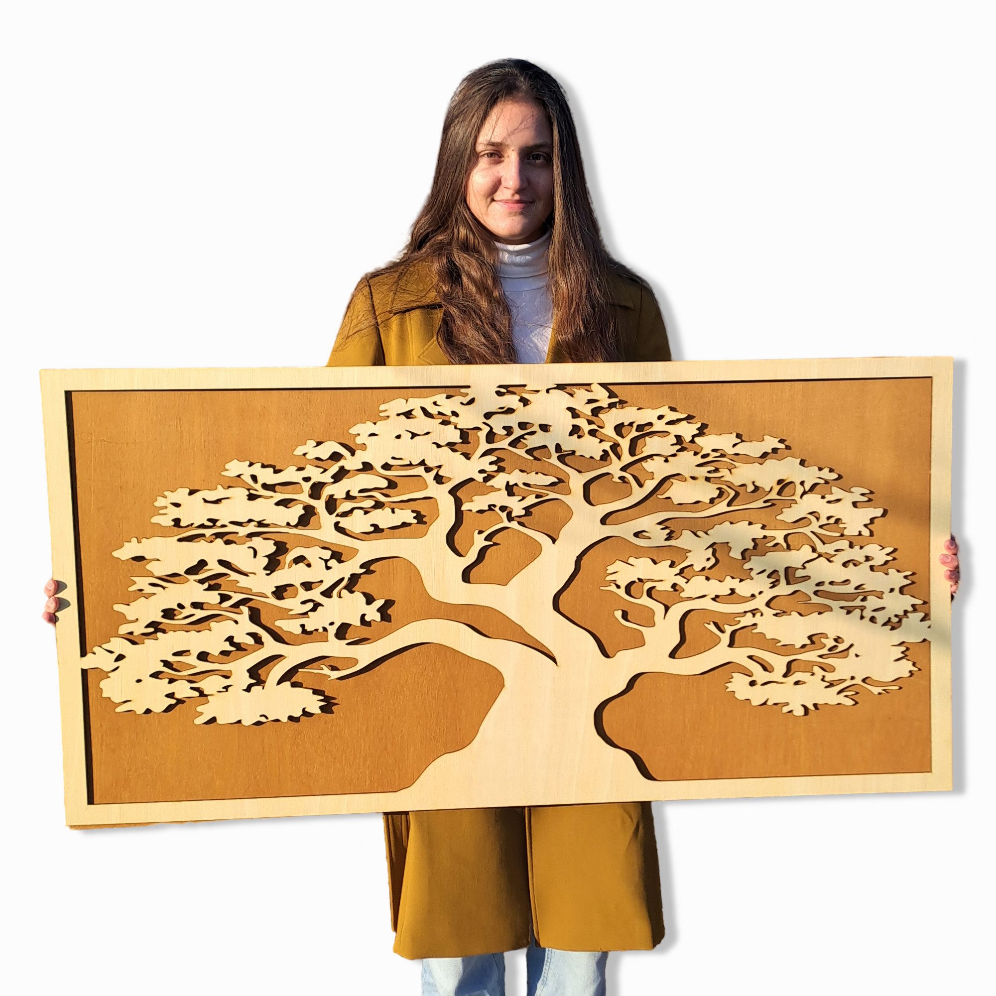ORNAMENTI Wanddekoobjekt 3D WANDDEKO, Baum des Lebens, grosse moderne boho Holz, 2 Schichten (moderne Deko Anhanger, Wandsculptur, Holzbild, geschnitz Wandrelief, stilvolle Wanddekoration, Wandpaneel, Ornament, hingucker Wanddeko), Verzierung fur Zuhause, Wohnzimmer, Schlafzimmer, Wandkunst, 5 Größen