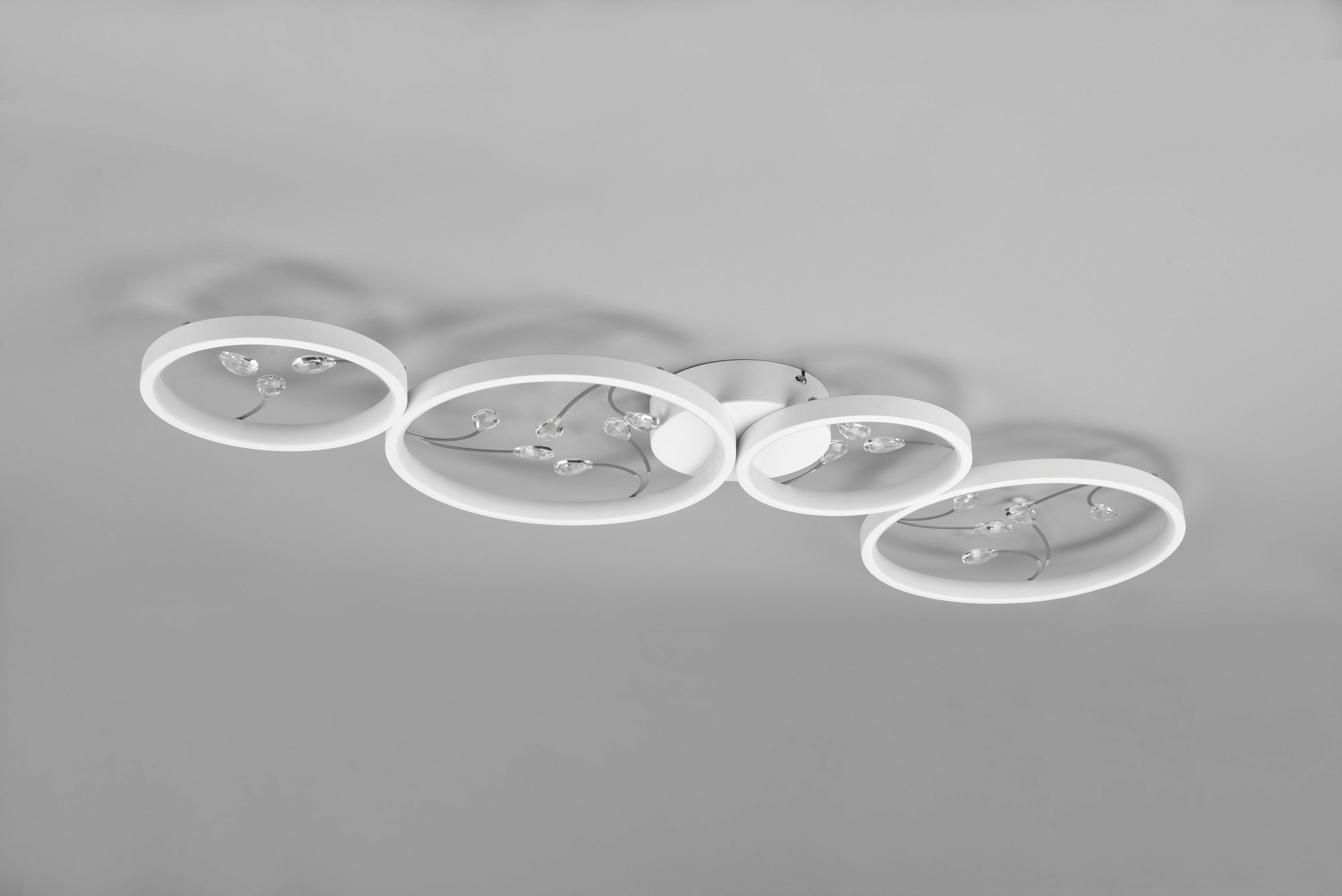 TRIO Leuchten LED Deckenleuchte Groovy, Dimmfunktion, mehrere Helligkeitsstufen, LED fest integriert, Neutralweiß, Deckenlampe 4000K mit Glas-Deko, 3 Dimmstufen, LED 37W 4800 Lumen