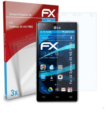 atFoliX Schutzfolie Displayschutz für LG Optimus 4X HD P880, (3 Folien), Ultraklar und hartbeschichtet