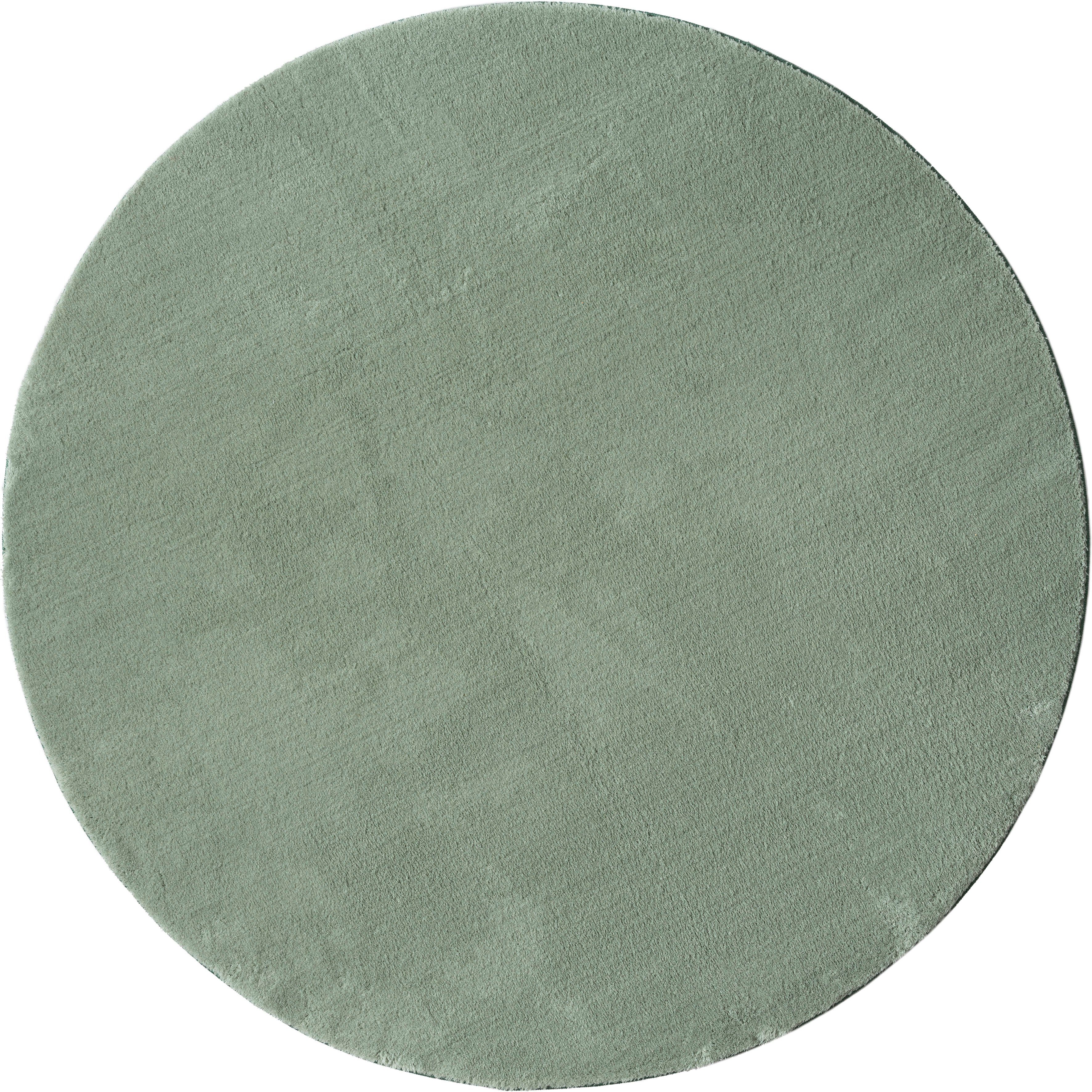 Teppich Loft 37, merinos, rund, Höhe: 19 mm, Kunstfellteppich besonders weich und kuschelig, Fell Haptik grün | Kurzflor-Teppiche