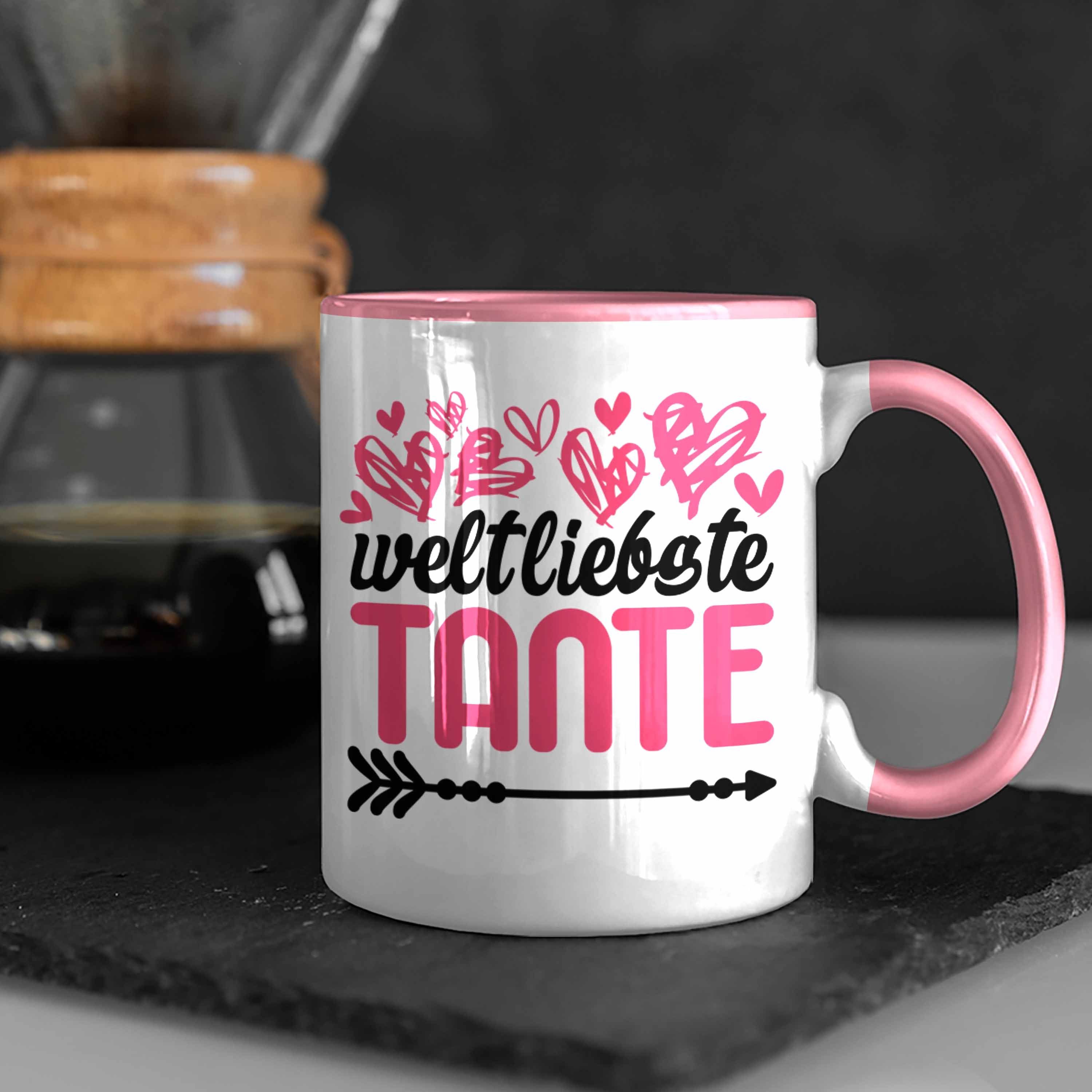Kaffeetasse Tante Beste der Welt Trendation Geschenk mit Tasse für Weltliebste - Trendation Tasse Rosa Spruch Tante